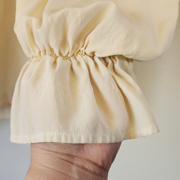 Josephine Chaus Ivory 100% Silk Scoop Neck Blouse Flutter Sz 18 Semi Sheer - Picture 8 of 14
